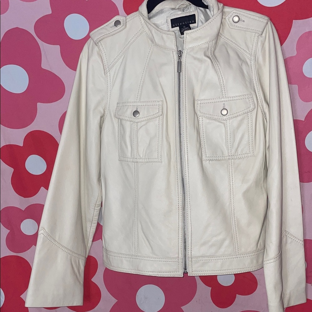 Express Cream Leather Jacket